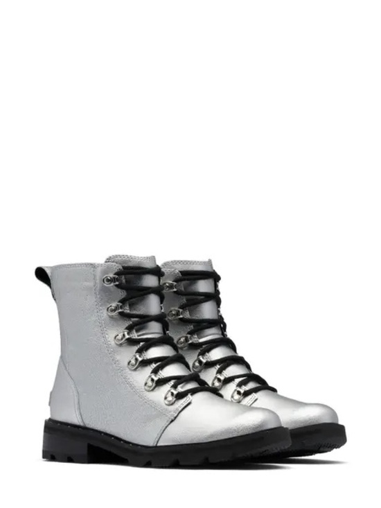 Sorel Shoes - NWT SOREL Silver Metallic Lace-Up Combat Boots